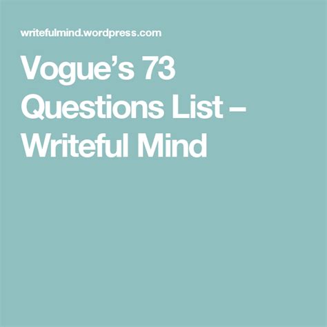 list of 73 questions vogue